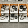 Pull out Cabinet Organizer, 6-pack, Expandable(12"-20") Heavy Duty Slide out Drawers Fixed with Adhesive Nano Film for Pots, Roll out Shelf Storage for Kitchen Base Cabinet Organization(3 Rails) by Kitstorack
