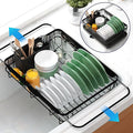 Kitsure Dish Drying Rack for Kitchen Counter, 12.2''W x 15.7''~23''L, Black | Stainless Steel Sink Organization, Cutlery Holder, Home and Appartment Decor by Kitsure