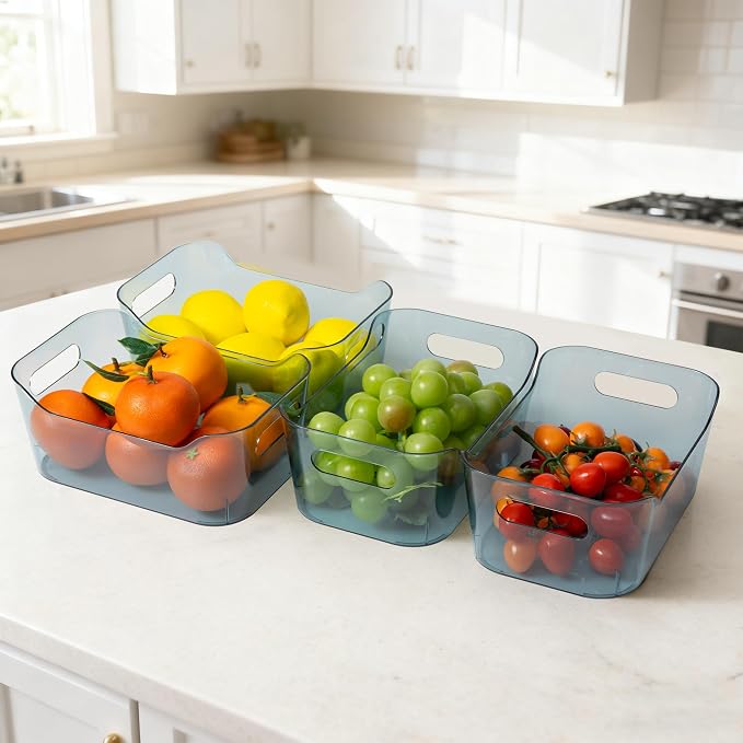 Tiawudi 8 Pack Plastic Storage Bins, Clear Pantry Organizers and Storage Containers, Multi-Use Organizer Bins for Kitchen, Bathroom, Office, Shelf, Fridge, Home Edit and Cabinet Organizers - Image 3