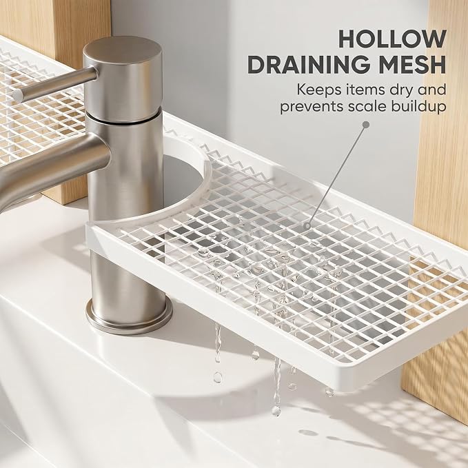 2 Pack Bathroom Sink Shelf Over Faucet,Behind the Faucet Sink Organizer, No Drill Free Standing Faucet Organizer Shelf with Drainage Design for Kitchen and Bathroom - Image 7