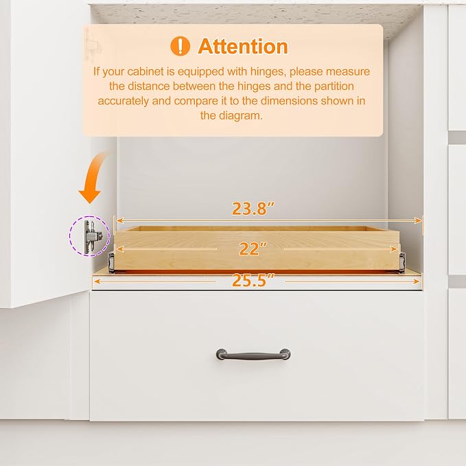 Pull Out Cabinet Organizer, 23" W x 21" D | Soft Close Pull Out Drawers for Cabinets with Heavy Duty Slides, Wood Slide Out Drawers for Kitchen Cabinets - Image 8