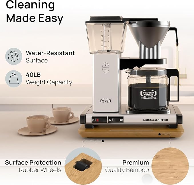 Ibyx Appliance Slider, Sliding Tray for Coffee Maker, 13x10.5 in, Natural | For Coffee Maker & Heavy Kitchen Appliances, Easy Slide, Made of Premium Bamboo, Space-Saving Kitchen Organizer 40lb Capacity - Image 4