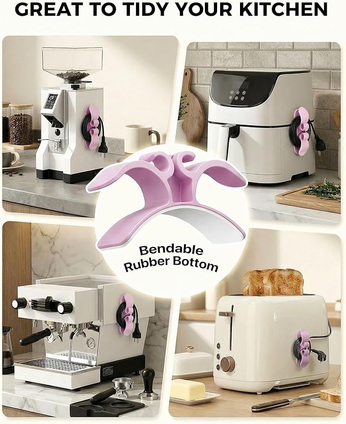 6PCS Cord Organizer for Appliances, Upgraded Kitchen Appliance Cord Organizer Stick On Appliance Wire Organizer Wire Holder for Kitchen Appliances Mixers, Coffee Maker, Pressure Cooker & Microwaves - Image 5
