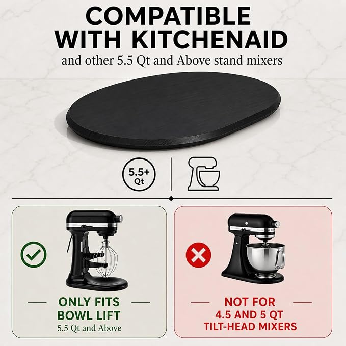 Ibyx Mixer Slider, Stand Mixer Sliding Mat, Black, 5.5 Qt, Made in Canada | Compatible with KitchenAid, Smooth Glide Slider for Heavy Appliances, Scratch Free & Space-Saving Counter Solution - Image 5
