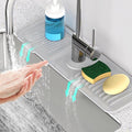17.7'' Faucet Mat for Kitchen Sink [5°Slope Fast Self-draining] Kitchen Sink Splash Guard Silicone Sink Faucet Mat Splash Guard Kitchen Sink Area Tidy Splash Faucet Guard Draining Mat-Light Gray by Snoquir