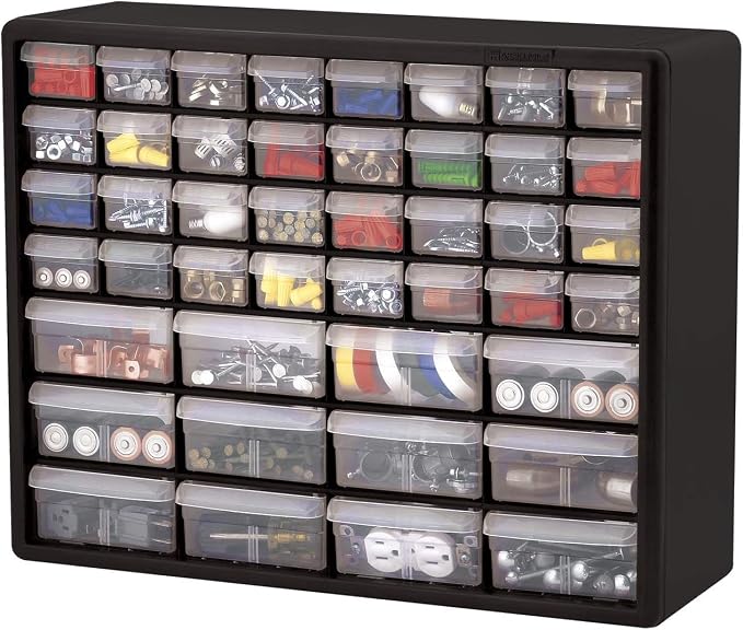 Akro-Mils 44-Drawer Plastic Drawer Storage Cabinet for Garage Organization, Bead Organizer, Building Bricks Storage, Teacher Toolbox, Makeup Organizer, 20" W x 6" D x 16" H, 10144 Black (Pack of 2) - Image 9