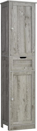 Iwell 67" Tall Bathroom Cabinet with Adjustable Shelves & 1 Drawer, Storage Cabinet with 2 Doors, Narrow Tall Cabinet, Floor Cabinet for Bathroom, Living Room, Home Office, Grey by IWELL