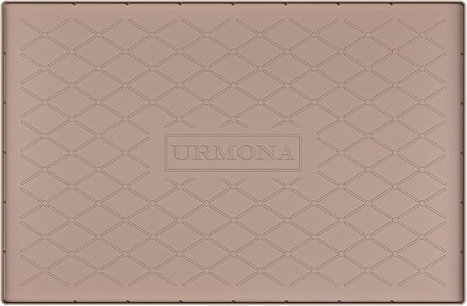 URMONA 34" x 19" Waterproof Silicone Mat in Multiple Sizes & Colors, Under Sink Mat for Kitchen & Bathroom, Pet Food Pad for Dogs & Cats, Kitchen Cabinet Liner, Multi-Purpose for Storage(Khaki) by URMONA