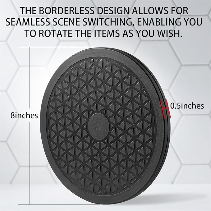 8 Inch Lazy Susan Turntable Organizer, Eichzer Premium Heavy Duty Black Rotating Swivel Stand with Steel Ball Bearings for Model/Rotating Plants/Crafts Stand/TV/Monitor/Laptop (360˚ Rotation) - Image 2