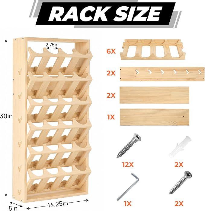 Sidasu Spray Can Holder, 6-Tier Wall Mount Spray Paint Storage Rack | 24-Can Capacity, Wooden, DIY Paintable, Paint Can Organizer for Garages and Workshops - Image 2