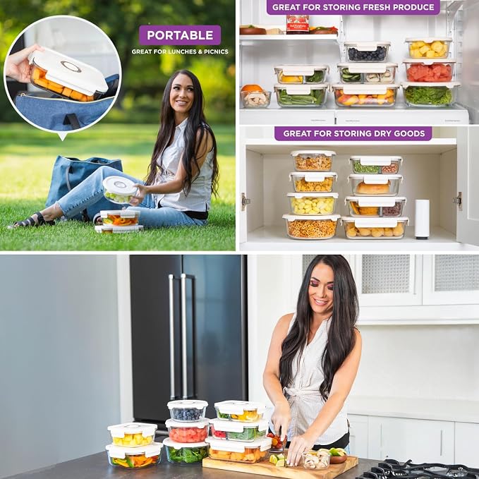 HOLDN’ STORAGE Food Storage Containers With Vacuum Sealing, Set of 10 | Glass Containers, Two Pumps, Keep Food Fresh Longer, BPA-Free Glass, Leak-Proof, Ideal for Meal Prep, Marinating - Image 9