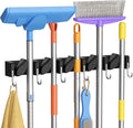 Lifewit Mop and Broom Holder Organzier Wall Mount Non-Slip, 1 Pack, Black | Easy Install One Handed Push Cleaning Tool Hanger with 6 Hooks 5 Slots, Heavy Duty Hanging Utility Rack for Garden, Garage by Lifewit