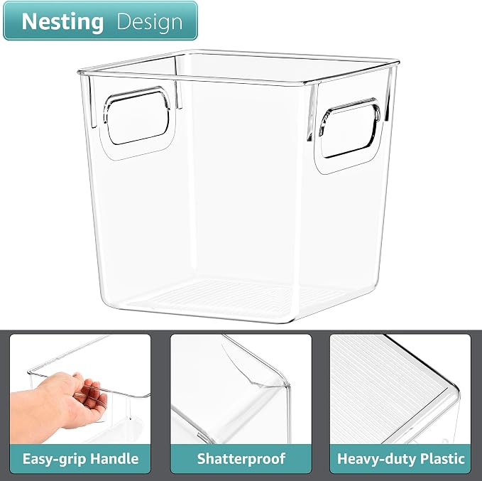 Sorbus Small Clear Plastic Storage Bins for Shelves, Clothes, with Handle - Clear Storage Bins, Drawer, Shelf, Closet, Pantry, Fridge, Freezer Organizer Bins, Closet Organizers and Storage (2 pack) - Image 6