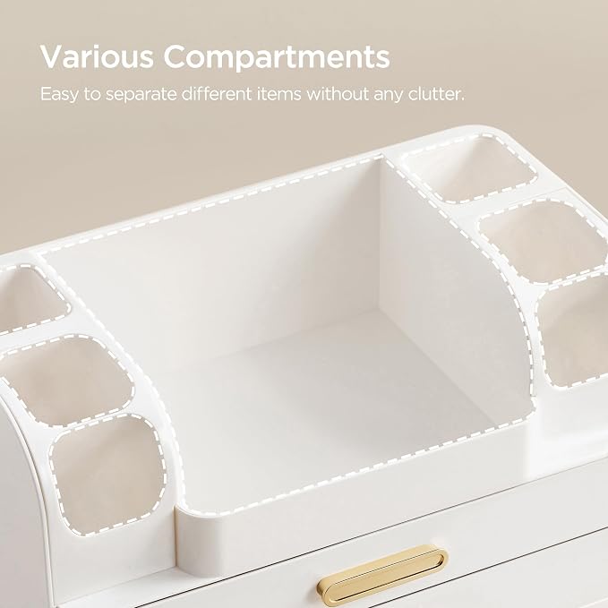 HBlife Makeup Organizer for Vanity with Brush Holder, Large Bathroom Countertop Cosmetic Organizer Skin Care Storage, Easy to Store Lipsticks, Nail Polishes, Perfumes, Eyeshadow Palettes, All White - Image 5