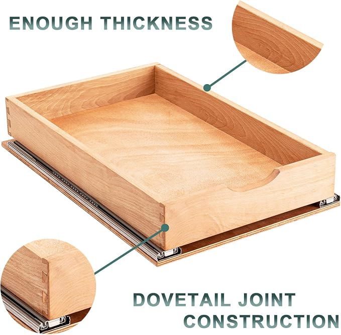 Pull Out Drawers for Kitchen Cabinets, Pull Out Cabinet Organizer, Fully Assembled Wood Cabinet Pull Out Drawer, Fast and Easy DIY Installation, 14”W x 21”D - Image 8
