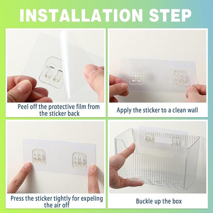 SiliFine 8 Pcs Cabinet Door Organizer Bin Wall Mount Organizer,3.94'',Clear - Image 5
