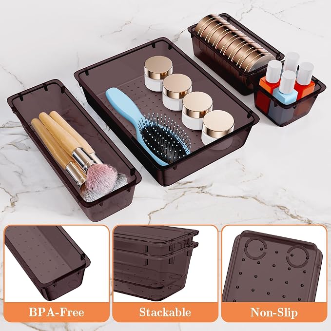 SpaceHacks 25 PCS Plastic Drawer Organizer, 4-Size Versatile Organizer Trays & storage Bins - Image 3