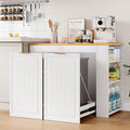 Double Pull Out Trash Can Cabinet 2x13 Gallon, Side Storage Rack, White | Pet Proof, Freestanding Kitchen Cabinet, Garbage Recycling, Laundry Hamper, Modern Farmhouse Waste Bin Furniture by ZIFTY