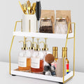DWTS Coffee Bar Accessories,Coffee Station Organizer with Multi-Functional,CoffeeBar Decor for Accessories,2 Tier Wooden Shelf Gold Metal Station Organizer for Countertop,Syrup by Unknown