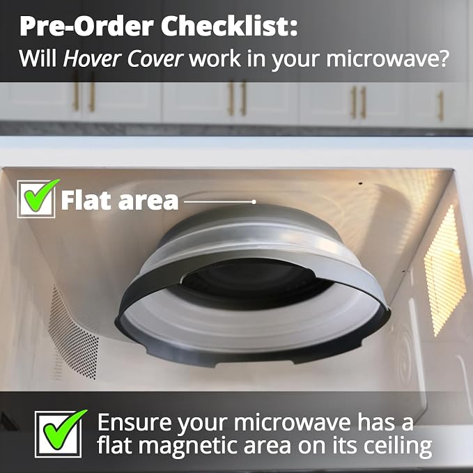 HOVER COVER Magnetic Microwave Splatter Cover - 12-Inch Collapsible - Gray | High Power, Stronger Magnetic Grip, BPA-Free Lid, Vented Plate Guard with Steam Vents, Dishwasher Safe, Space-Saving Storage - Image 3