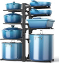 Pots and Pans Organizer Under Cabinet 20.8", 8-Tier Adjustable Black | 2 DIY Modes, Tool-Free Assembly, Max 120 Lbs, Fits Large Stockpots, Cast Iron Pans & Heavy Cookware, For Kitchen Cabinets by ORDORA