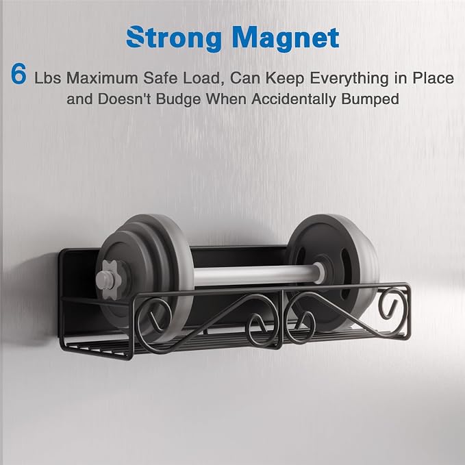 Magnetic Spice Rack for Refrigerator, 4 Pack Strong Magnetic Shelf for Spices, Jars, Bottles, Perfect Space Saver for Small Kitchen/Apartment (Black, 4pack) - Image 3