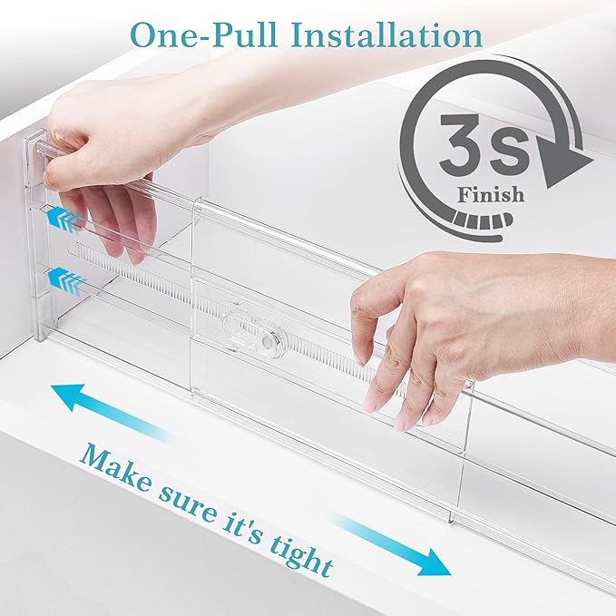 Vtopmart 6" Tall Upgrade Drawer Dividers, 12.8"-22.3" Expandable, 8 Pack | Deep Drawer Organizer, Big Drawer Separator, Clear plastic Adjustable Storage Divider for Dresser, Baby Supplies, Kitchenware - Image 7