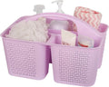 Plastic Portable Shower Caddy with Handle, 3 Compartments, Light Purple | Storage Organizer with Drain Holes, Sturdy and Durable For Bathroom, Kitchen, College Dorm, Sink, Camping by UUJOLY
