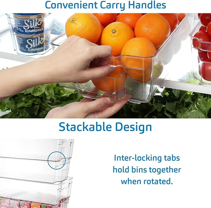 Fridge Organizer - 14 Piece Refrigerator Organizer Bins - Stackable Freezer Organizer - Clear Refrigerator Organizer - Acrylic Fridge Bins, (VDS-SB-BIN-14SET) - Image 3