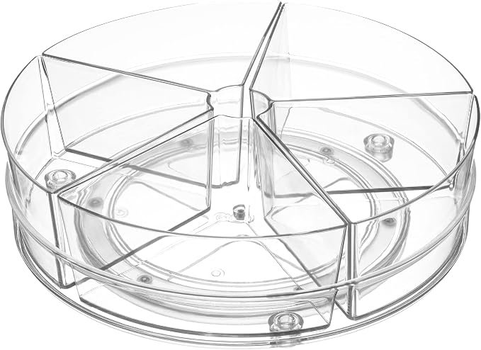 Home Intuition Round Plastic Lazy Susan Turntable Food Storage Container for Kitchen (5 Removable Bin, 1 Pack) by HomeIntuition