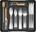 Lifewit Silverware Organizer for Drawer, Expandable Utensil Tray, BPA-Free Adjustable Cutlery Holder for Kitchen Storage, 8.1-13.9 x 11.3, Black by Lifewit
