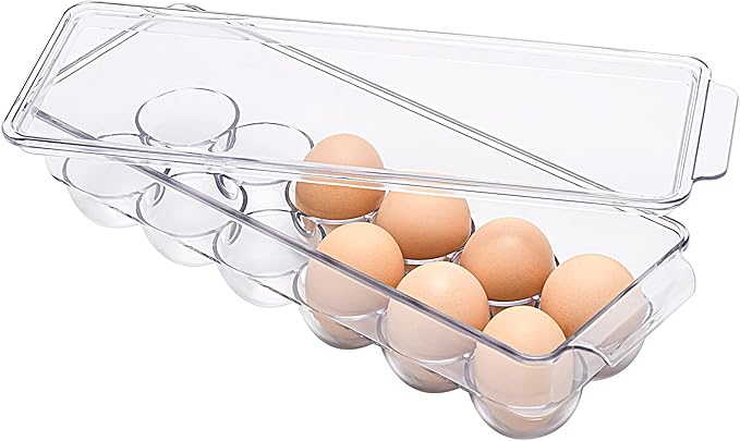 12 Eggs Holder for Refrigerator, Clear Egg Container for Fridge, Kitchen - Image 2