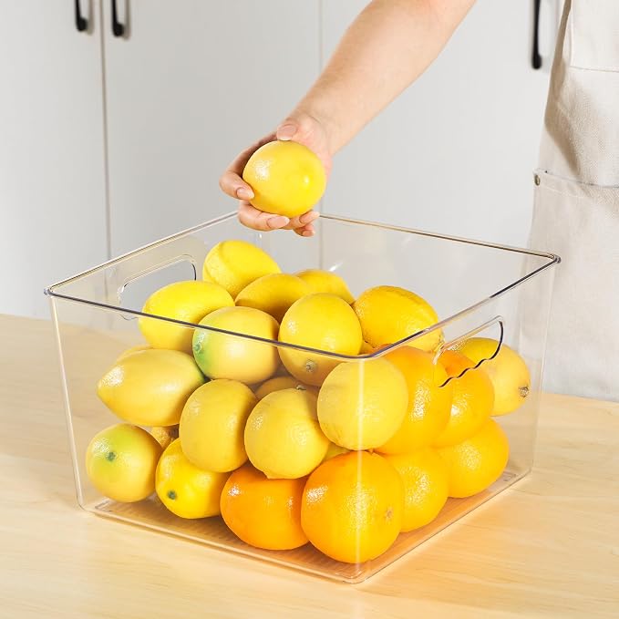 Vtopmart 4 Pack Extra Large Clear Storage Bins, 11x11 Cube Organizer | Acrylic Cube Storage Bins, Plastic Containers with Handle for Pantry, Kitchen, Closet, Laundry Room, Bathroom, Under Sink - Image 8