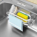 Cisily Kitchen Sink Caddy Sponge Holder in The Sink, Stainless Steel Kitchen Sink Organizer, Brush Holder, Dish Cloth Hanger, Sink Stopper Holder (Suction cup-White) by CISILYHOMELIFE