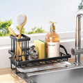 Consumest Sponge Holder for Kitchen Sink - Kitchen Sink Caddy Organizer with Removable Drip Tray for Countertop Dish Soap Dispenser Brush Storage Accessories 304 Stainless Steel - Black by Consumest