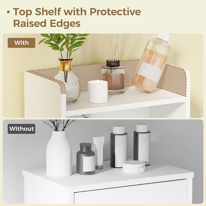 BEWISHOME Bathroom Storage Cabinet,Small Floor Cabinet,Toilet Paper Cabinet | with 2 Doors and Shelves, Bathroom Organizers and Storage for Small Spaces, White 7.9" D x 14.6" W x 31" H YYG08W - Image 8