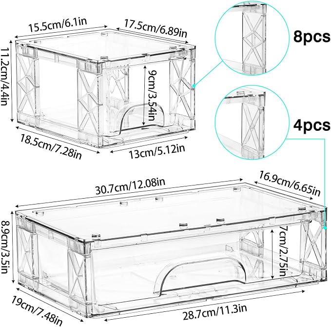 Stackable Storage Drawers 3 Pack Undersink Bathroom Organizer Bins | Pull-Out Drawers, Easy Assembly, Stackable Design, for Under-Sink Cosmetics Kitchen and Snacks - Image 3