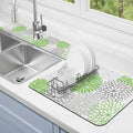 Dish Drying Mat for Kitchen Counter Matt, 2PCS 19"x12" Dish Drainer Mat & 24"x5.5" Sink Splash Guard, Super Absorbent Non-slip Rubber Backed by Kuyig+Home