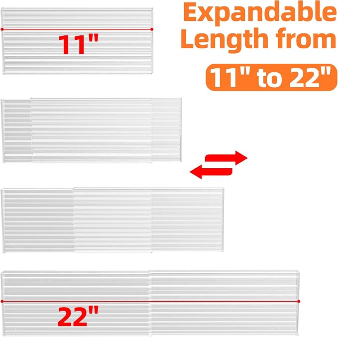 MUDEELA Clear Spice Drawer Organizer, 4 Tier (4 Packs) Spice Rack for Drawer, Expandable From 11" to 22" Kitchen Seasoning Organizers and Storage for Drawer (Jars not included) - Image 3