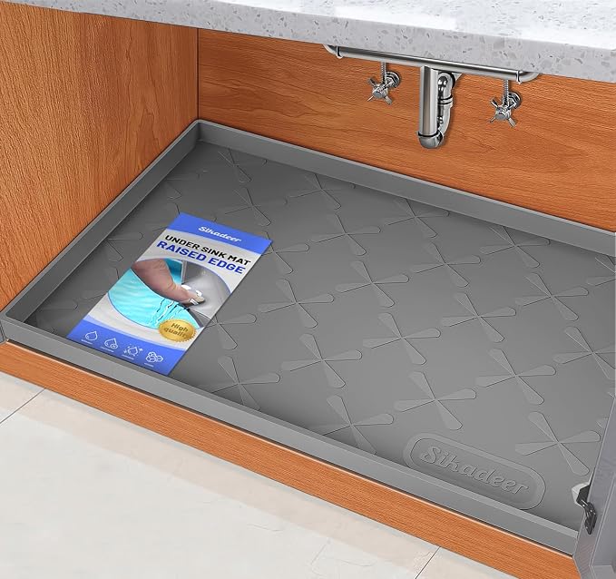 Waterproof Under Sink Mat Silicone 40"x19", Kitchen Cabinet Liner | BPA-Free Silicone Mat with Raised Lip Protects Cabinets from Leaks, Versatile Home Organizer for Bathroom, Pets, Boots, Floor by SIKADEER