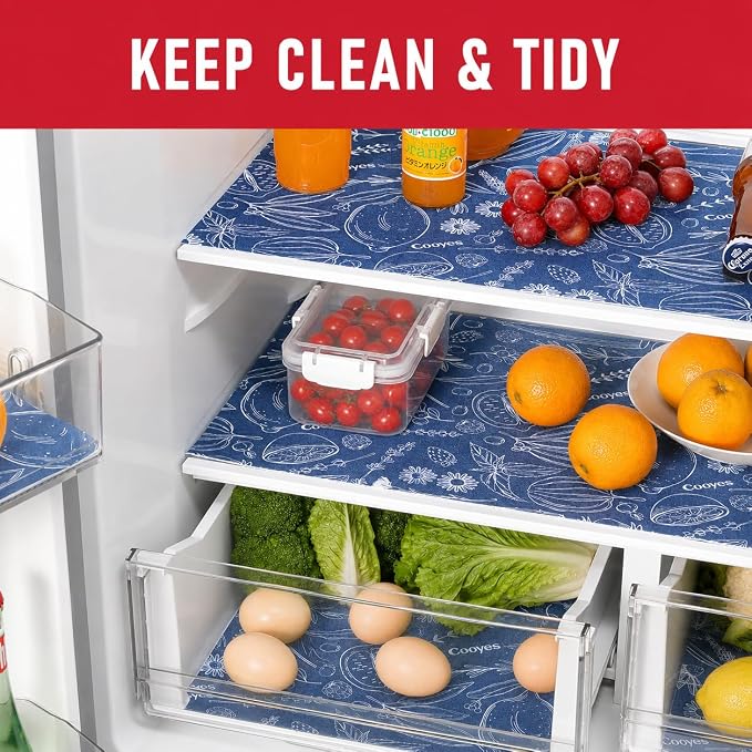 Cooyes Large Fridge Liners for Refrigerator, 17.7" × 24", Drawer & Shelf Liners for Kitchen Cabinets Non-Adhesive, Breathable Cloth Material, Non-Slip, Keep Produce Fresh Longer - Image 2