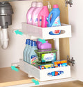 Under Sink Organizer, 1 Pack 2 Tier Metal Slide Out Pull Out Cabinet Organizer Shelf, Height Adjustable Organization and Storage Series, Bathroom/Desktop/Cabinet/Kitchen organization, White by Beleeb