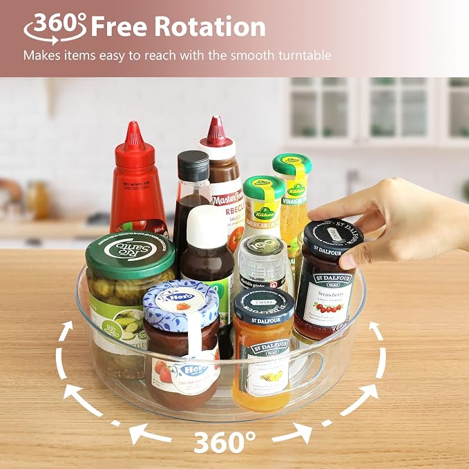Guzon 6 Pack Lazy Susan Turntable, 11.5" Rotating Organizer with Handles | Pantry Organizers and Storage, Clear BPA-Free Spice Rack for Cabinet, Kitchen, Refrigerator, Table Top, Pantry, Countertop - Image 2