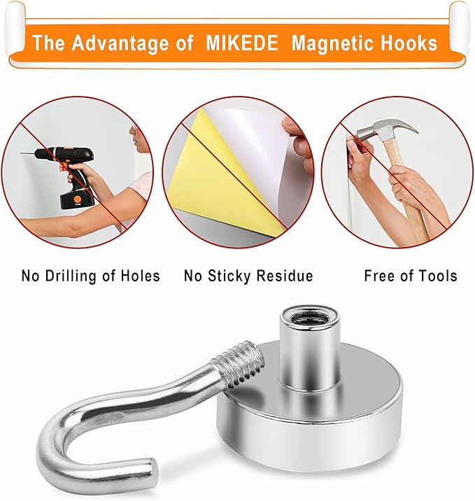 Magnetic Hooks Heavy Duty 30Lbs Neodymium Magnets with Hook | 10Pcs Strong Cruise Hooks for Hanging Magnetic Hanger for Grill Refrigerator Toolbox Storage - Image 6