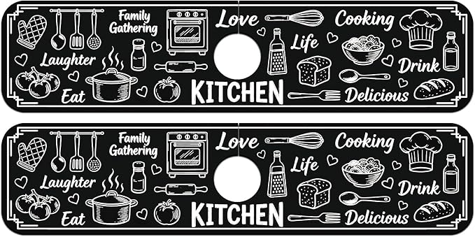 2 Pcs Graffiti Pattern Kitchen Sink Splash Guard Faucet Mat | Digital Painting Faucet Mat for Sinks Absorbing Drying Mat for Kitchen Bathroom, 23.6x5.5inch - Image 8