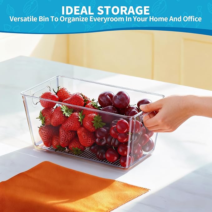 Clear Fridge Organizer Bins with Handles, 6 Pack 9.5×5×4.5 Inch | Clear storage bins with handles, food organizer basket for kitchen, fridge, freezer and bedrooms - Image 6