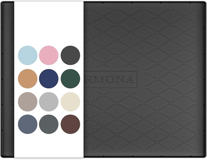 URMONA 28" x 19" Waterproof Silicone Mat in Multiple Sizes & Colors, Under Sink Mat for Kitchen & Bathroom, Pet Food Pad for Dogs & Cats, Kitchen Cabinet Liner, Multi-Purpose for Storage(Black) by URMONA