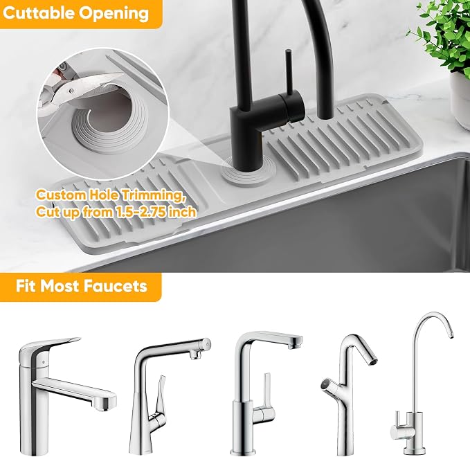 17.7'' Folding Faucet Mat for Kitchen Sink Splash Guard[7° Slope Fast Self-draining][Snap Lock Fit] Kitchen Sink Faucet Mat Splash Guard Kitchen Sink Area Water Splash Guard Behind Faucet Draining Mat - Image 7