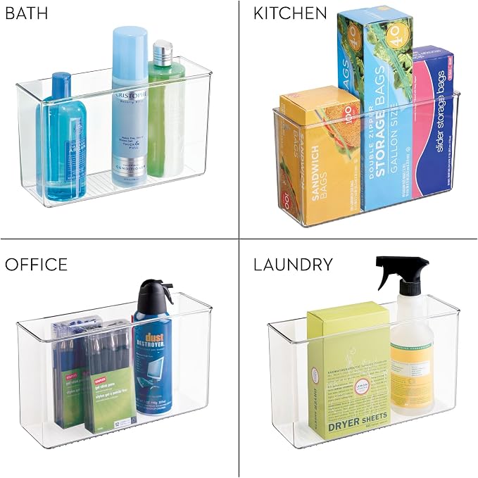 iDesign Adhesive Organizer Bin, Set of 4, Clear | Damage-Free Hanging, For Kitchen, Bathroom, or Office - Image 4