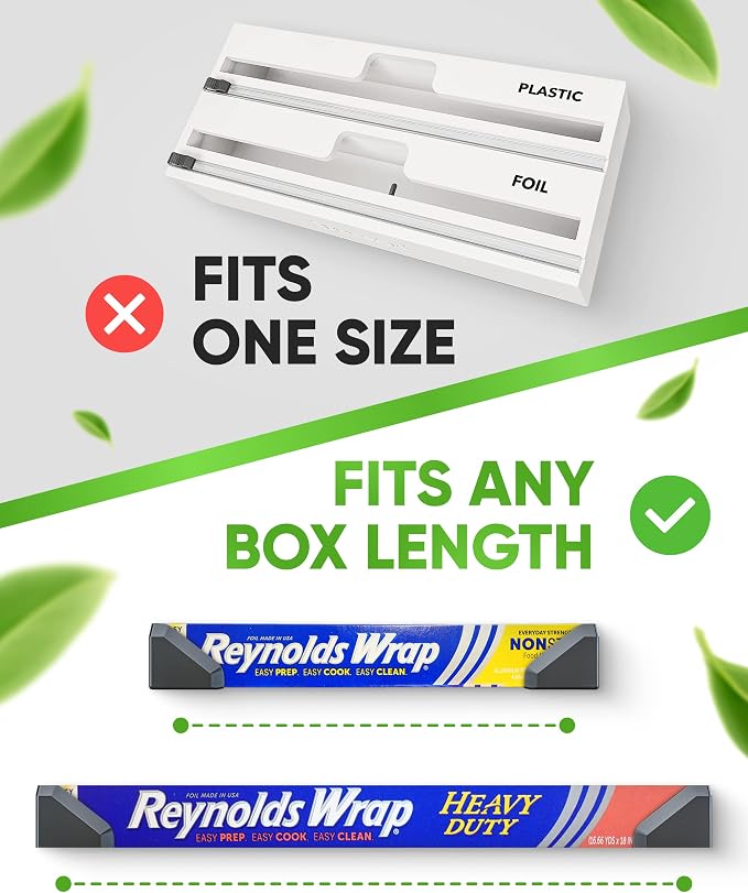 Skywin Set of 2 Adhesive Foil and Plastic Wrap Organizer, Fits Box Width up to 2.4in/61mm Aluminum Foil Organization and Storage Holder (Black) - Image 2
